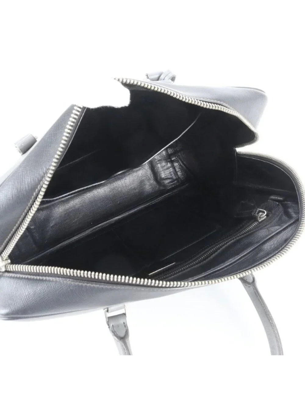 Prada Saffiano Leather Business Document Briefcase Tote Gray
